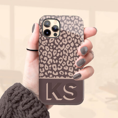 Boho Leopard 3D Initials iPhone Case